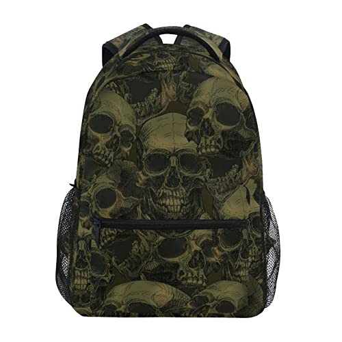 ALAZA Scary Retro Skull Backpack for Women MenTravel Casual Daypack College Bookbag Laptop Bag Work Business Shoulder Ba