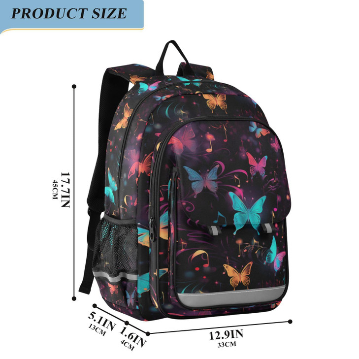 ALAZA Rainbow Color Butterflies Music Notes Backpack Bookbag Laptop Notebook Bag Casual Travel Daypack for Women Men Fit