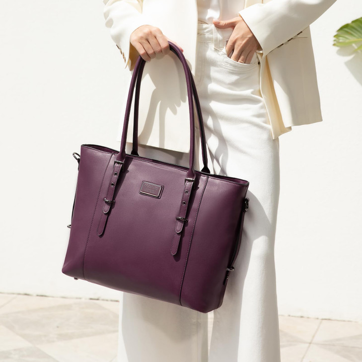 MOSISO PU Leather Laptop Tote Bag for Women 17173 inch Waterproof Large Capacity Business Work Briefcase Shoulder Laptop