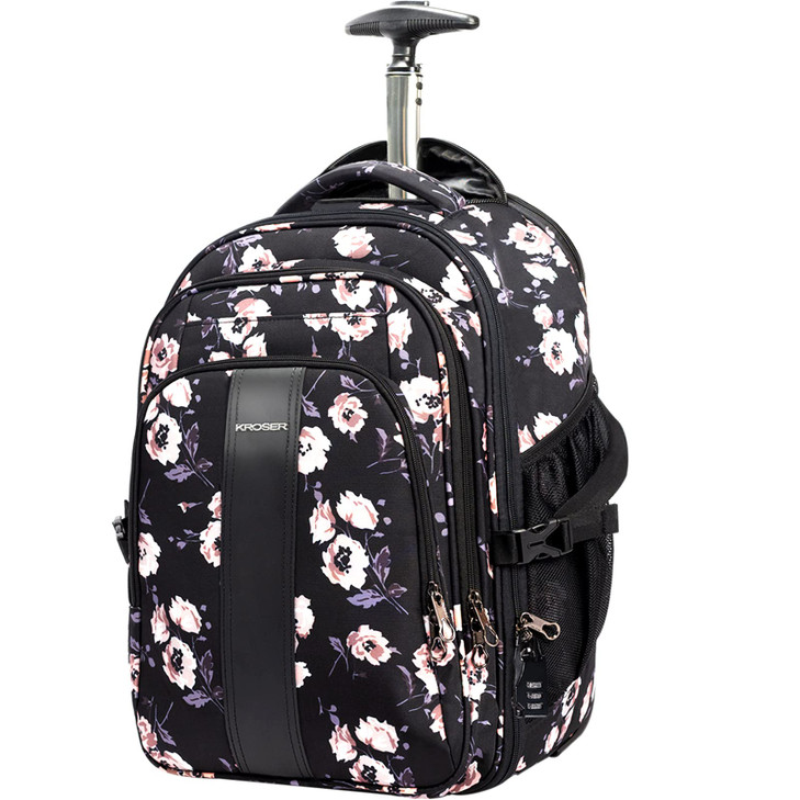 KROSER Laptop Rolling Backpack 17 inch Premium Wheeled Computer Backpack for Women with RFID Pockets Check Point Friendl