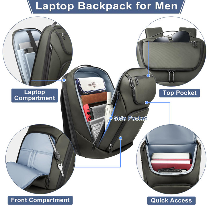 hk Business Smart Backpack for Men AntiTheft for 173 Inch Laptop with USB Charging Port WaterResistant Large Durable Com