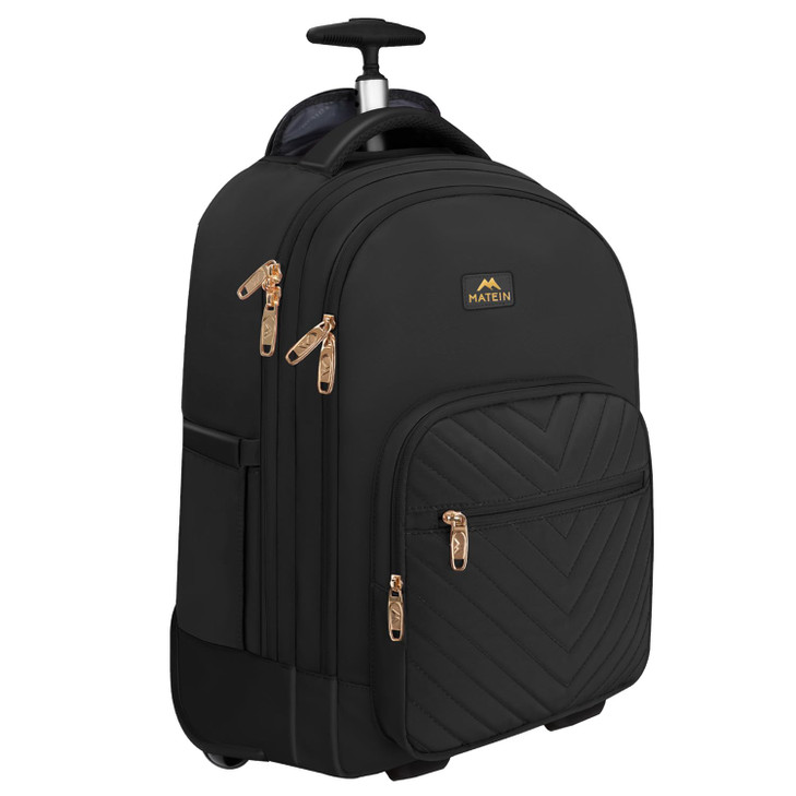 MATEIN Rolling Backpack for Women 17 inch Water Resistant Wheeled Laptop Backpack Large Carry On Luggage Travel Backpack