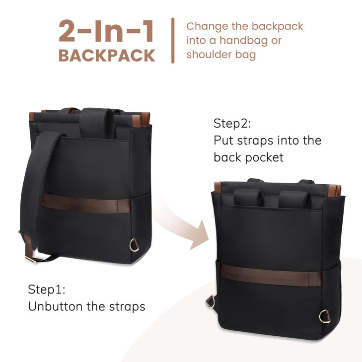 GOLF QUALITY Convertible Daypack Laptop Backpack for Women Men Carry on Tote Backpack Bookbag for College Work Nurse Tra