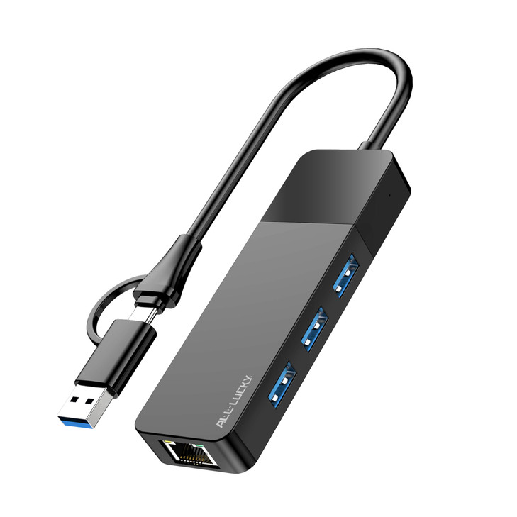 ALLLUCKY USB to Ethernet Adapter 4 in 1 USB C to Ethernet Adapter Hub with 3 x USB 30 PortGigabit Internet Port HighSpee