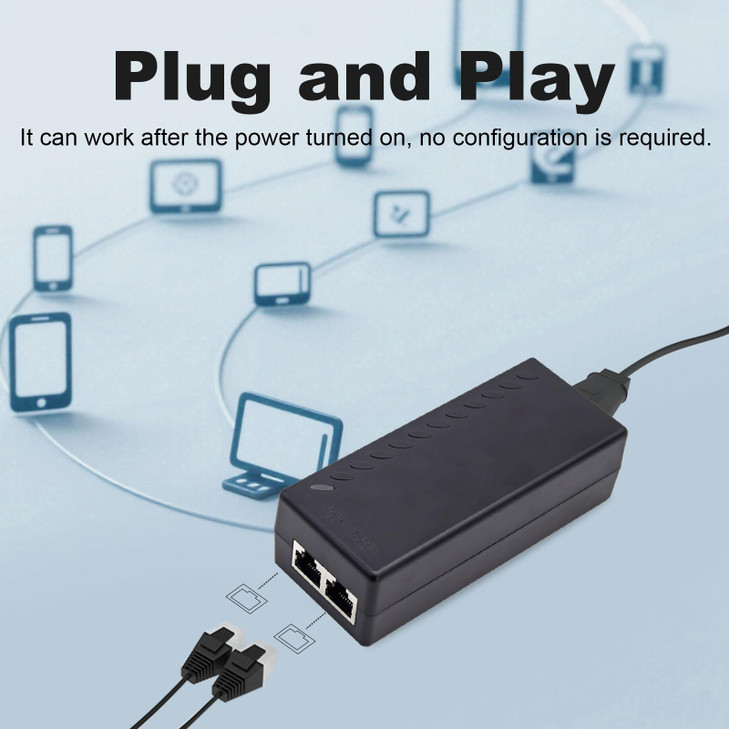 Gigabit PoE Injector Adapter 30W 48V Power Over Ethernet Plus 101001000Mbps IEEE 8023afat Compliant Up to 100 M 328 ft R