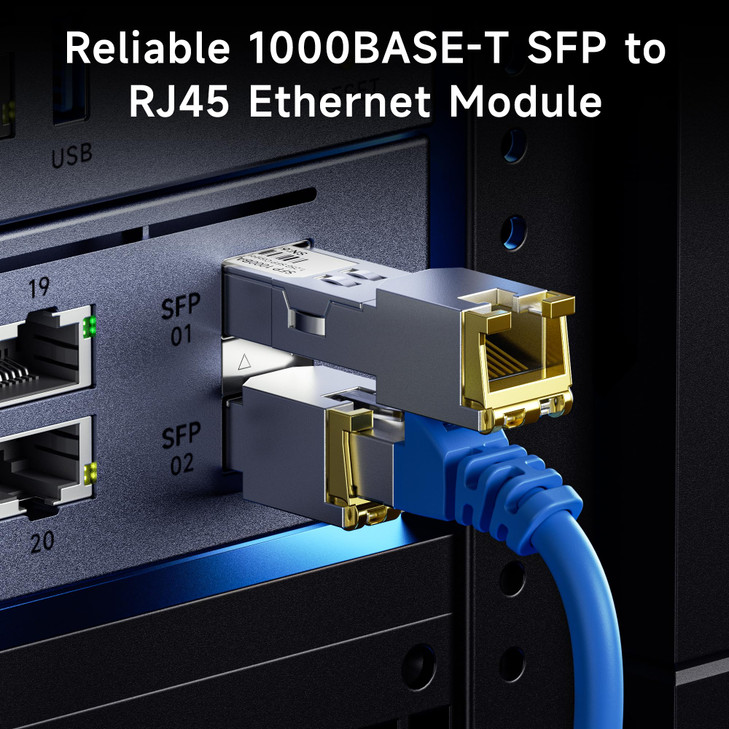 Cable Matters 1000BASET Gigabit SFP to RJ45 Copper Ethernet Transceiver Module for Cisco Ubiquiti TPLink Netgear MikroTi