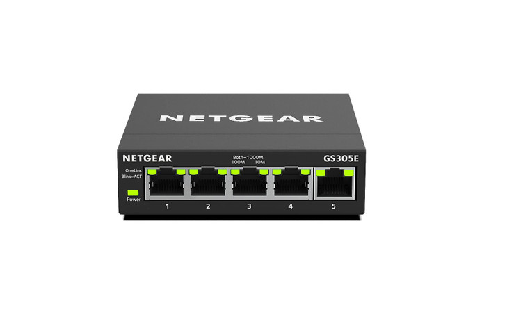 NETGEAR 5Port Gigabit Ethernet Easy Smart Managed Essentials Switch GS305E Desktop or Wall Mount Home Network Hub Office