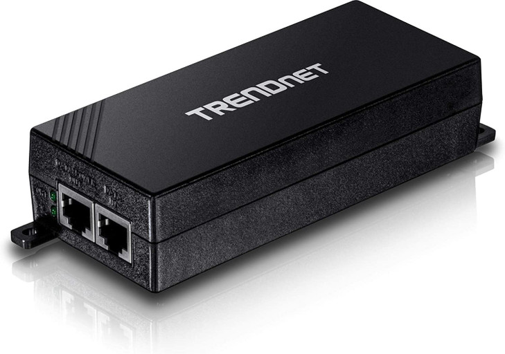 TRENDnet Gigabit Power Over Ethernet Plus Injector PoE 30W Power Network Distances Up to 100M 328 ft Metal Housing Black