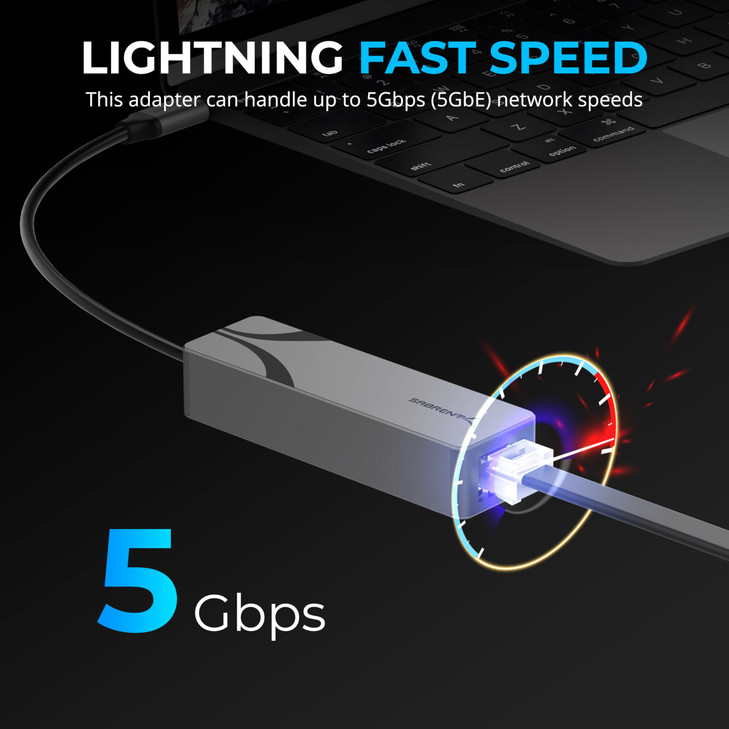 SABRENT USBC to 5G Ethernet Adapter 5GbE Optimized USB 31 Gen 1 Required Clear Compatibility Aluminum Body PlugandPlay f