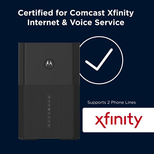 Motorola MT8733 WiFi 6 Router MultiGig Cable Modem 2 Phone Ports AX6000 DOCSIS 31 with Smart Motosync App Renewed