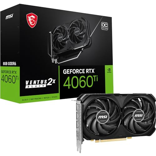 MSI GeForce RTX 4060 Ti Ventus 2X Black 8G OC Graphics Card NVIDIA RTX 4060 Ti 8GB GDDR6 Memory 18Gbps PCIe 40 DLSS3