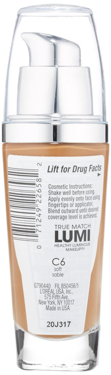 L'Oreal Paris True Match Lumi Healthy Luminous Makeup, C6 Soft Sable, 1 fl; oz. online at globaldelivered