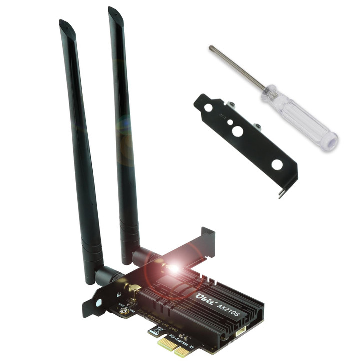 Ubit AX210 WiFi 6E PCIe Wireless WiFi Card Up to 5400Mbps6GHz5GHz24GHzBT53OFDMAMUMIMOSupport Win 1110 64bit Only