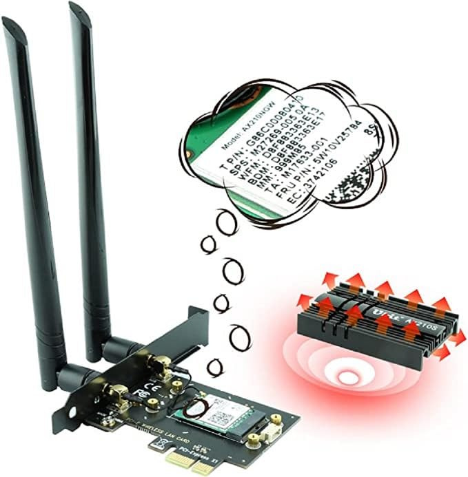 Ubit AX210 WiFi 6E PCIe Wireless WiFi Card Up to 5400Mbps6GHz5GHz24GHzBT53OFDMAMUMIMOSupport Win 1110 64bit Only