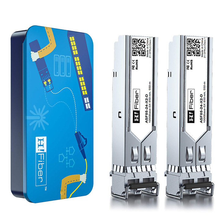 HFiber 2 Pack 125G Multimode SFP LC Module 1000BaseSX Gigabit Fiber Transceiver for Cisco GLCSXMMD Meraki Ubiquiti UniFi