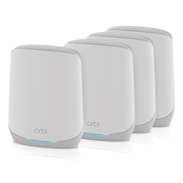 NETGEAR Orbi Whole Home TriBand WiFi 6 Mesh Network System RBK754P Router with 3 Satellite Extenders Security Features C