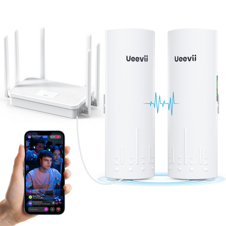 UeeVii CPE450 Wireless Bridge and WR3000K WiFi Router Kit 58G 3KM Point to Point Wireless Bridge Outdoor to Shop Barn Ga