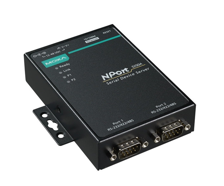 MOXA NPort 5250A 2 Ports Device Server 10100M Ethernet RS232422485 DB9 Male 15KV ESD 05KV Serial Surge 1248VDC 060C