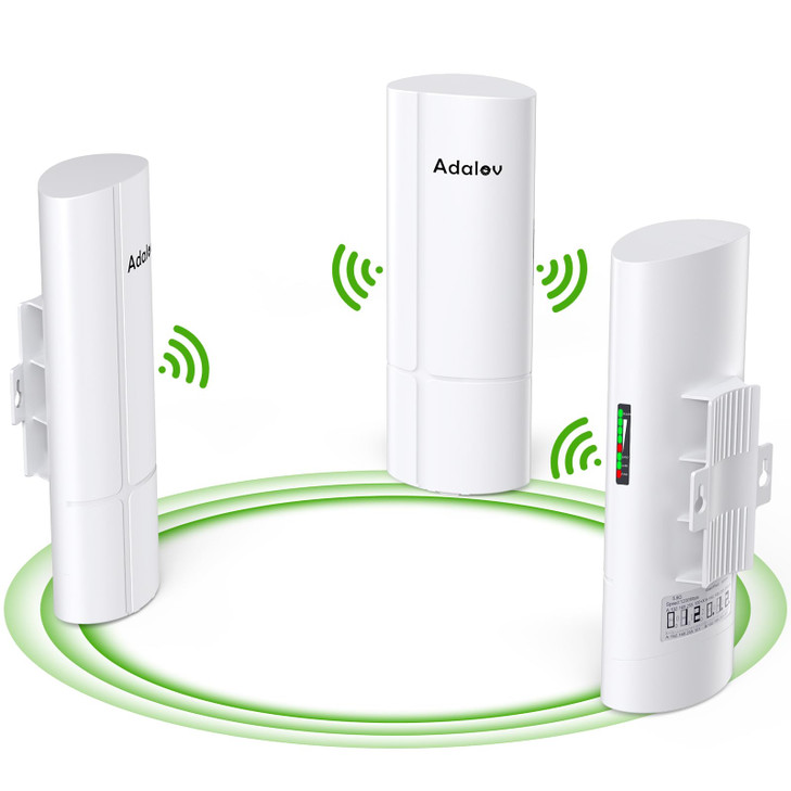 AdaLov 3PCS Wireless Bridge Kit Gigabit Point to 2 Points Outdoor WiFi Bridges for 3Km Long Range Network Expansion 58G