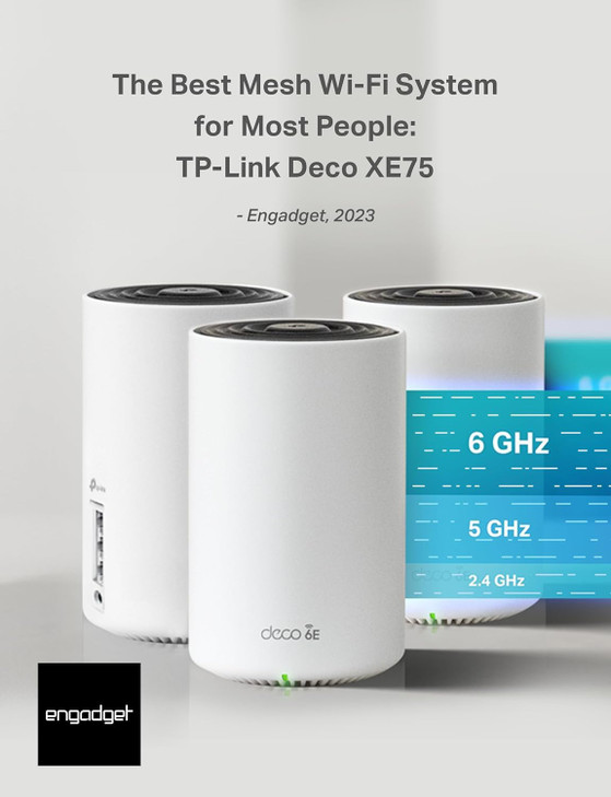 TPLink Deco XE75 AXE5400 TriBand WiFi 6E Mesh System WiFi up to 7200 SqFt Engadget Rated Best Mesh for Most People Repla