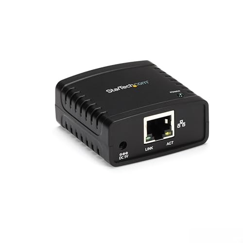 StarTechcom 10100Mbps Ethernet to USB 20 Network Print Server Windows 10 LPR LAN USB Print Server Adapter PM1115U2