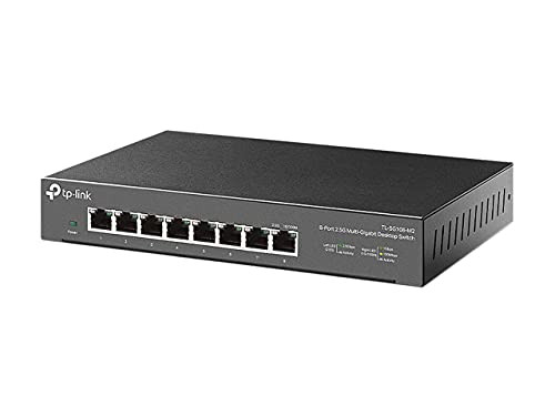 TPLink TLSG108M2 8 Port MultiGigabit Unmanaged Network Switch Ethernet Splitter Bandwidth Plug Play DesktopWallMount Fan