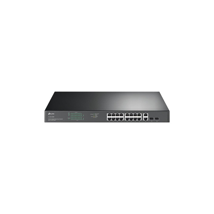TPLink TLSG1218MP 16 Port Gigabit PoE Switch 16 PoE Ports 250W w 2 Uplink Gigabit Ports 2 Combo SFP Slots Plug Play Stur
