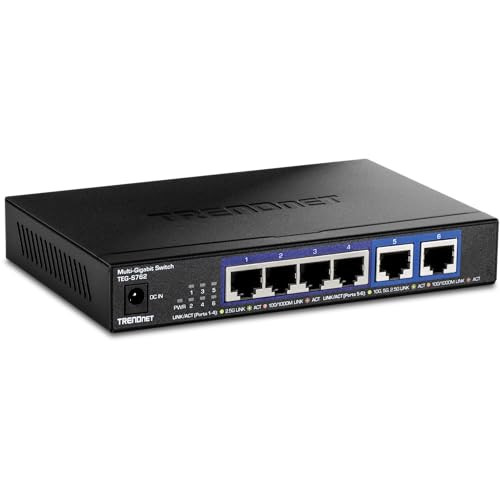 TRENDnet 6Port 10G Switch 4 x 25G RJ45 BaseT Ports 2 x 10G RJ45 Ports 60Gbps Switching Capacity Wall Mountable 10 Gigabi