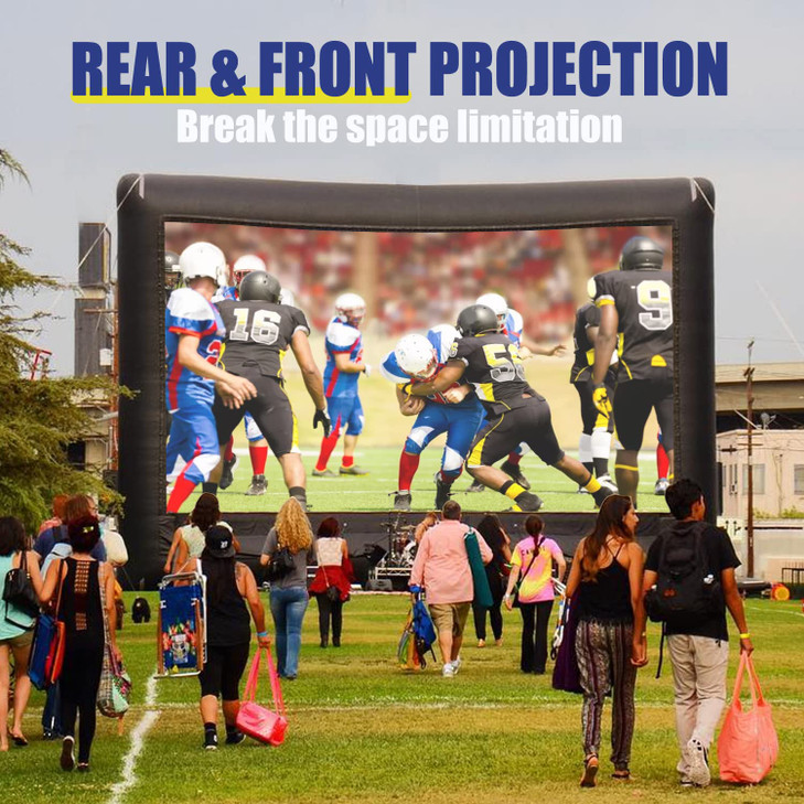 Inflatable Projector Screen 14FT Outdoor Movie Screen Blow Up for Movie Parties Backyard Outside with Air Blower and Car