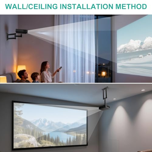 WALI Foldable Projector Wall Mount Fully Adjustable Projector Holder with 360 Rotating Gimbal Wall Mount Stand for 14 M4