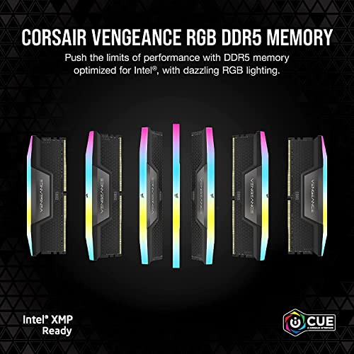 CORSAIR Vengence RGB DDR5 RAM 32GB 2x16GB 6000MHz CL36444496 135V Intel XMP 30 Computer Memory Black CMH32GX5M2E6000C36