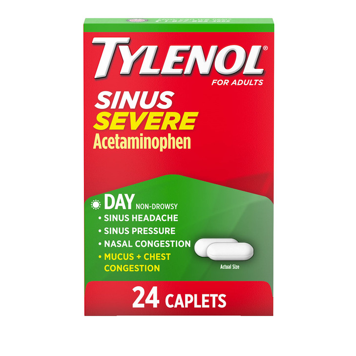 Tylenol Sinus Severe Daytime Caplets with Acetaminophen, Guaifenesin & Phenylephrine HCl, 24 ct online at globaldelivered