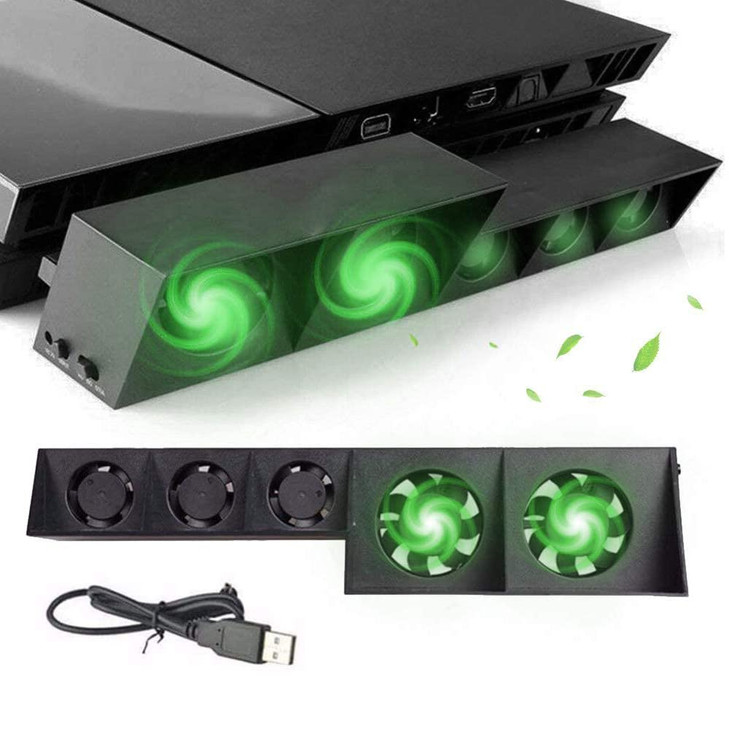 PS4 Cooling Fan 5 Fan System Station PS4 Turbo Fan USB External PS4 Cooler Temperature Control Cooling Fans axGear