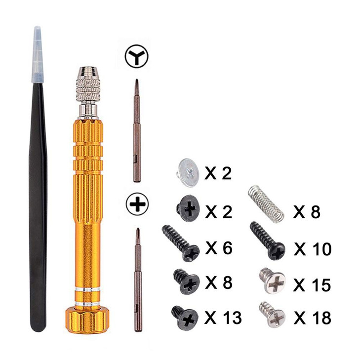 eXtremeRate Cross Opening Screwdrivers Kit Assemble Disassemble Tools Set with Springs and Tweezers Screws for Nintendo