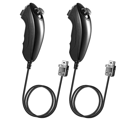 KIWITATA 2 Pack Wii Nunchuck Controllers Wired Remote Nunchuk Joystick Replacement Gamepad Controller for Wii Wii U Vide