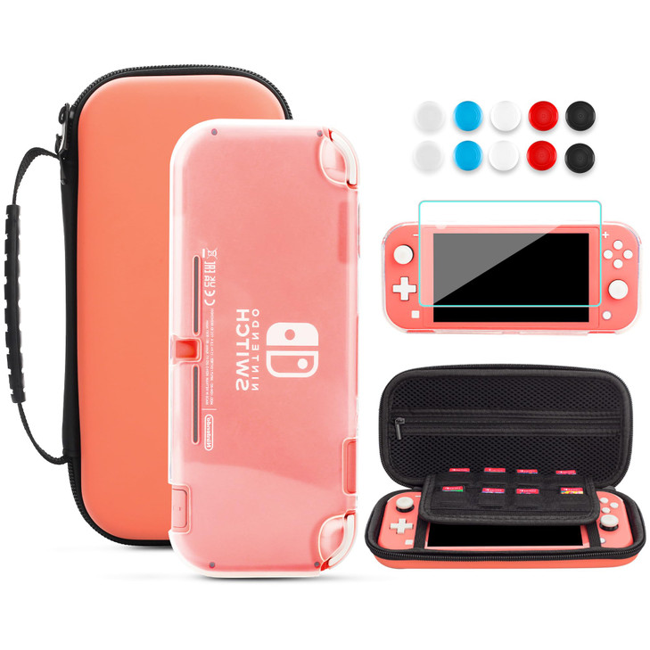 FANPL Carrying Case for Nintendo Switch Lite Portable Travel Accessories Bundle with Blue Switch Lite Storage Case Clear
