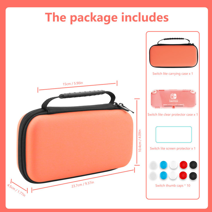 FANPL Carrying Case for Nintendo Switch Lite Portable Travel Accessories Bundle with Blue Switch Lite Storage Case Clear