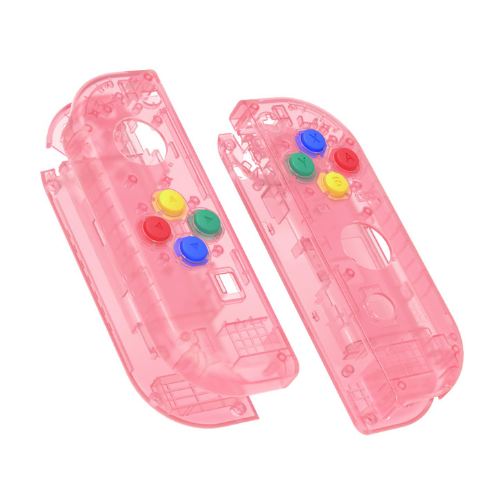 eXtremeRate DIY Replacement Shell Buttons for Nintendo Switch Switch OLED Clear Cherry Pink Custom Housing Case with Cor