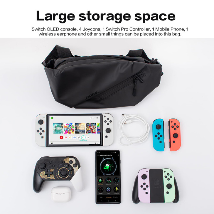 ECHZOVE Travel Bag for SwitchLiteOLED Portable Waterproof Backpack Carrying Shoulder Chest Gaming Bag Case Compatible wi