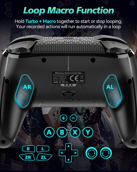 Wireless Switch 2 Pro Controller for Nintendo Switch 2SwitchLiteOLED Bluetooth Gaming Controller for iPhoneAndroidPhoneP