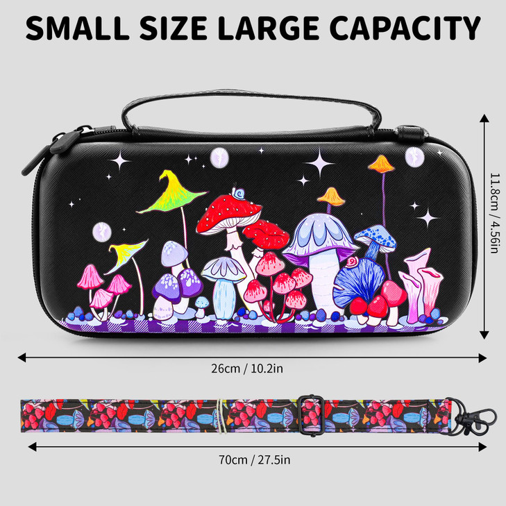 RHOTALL Colorful Mushrooms Carrying Case for Nintendo Switch8 in 1 Accessories Kit Set Travel Carry Case with Cute Hard