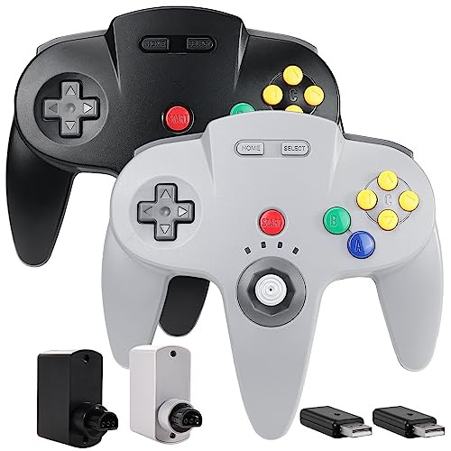 2 Pack 24 GHz Wireless N64 Switch Online Controller USB N64 Receiver Compatible with Windows PC iOS Mac Raspberry Pi N64