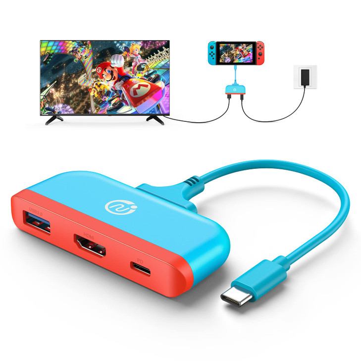 NEWDERY Switch Dock for TV Type C to 4K HDMI Hub Adapter Portable Travel PD Charging Dock for Nintendo Switch OLEDSteam