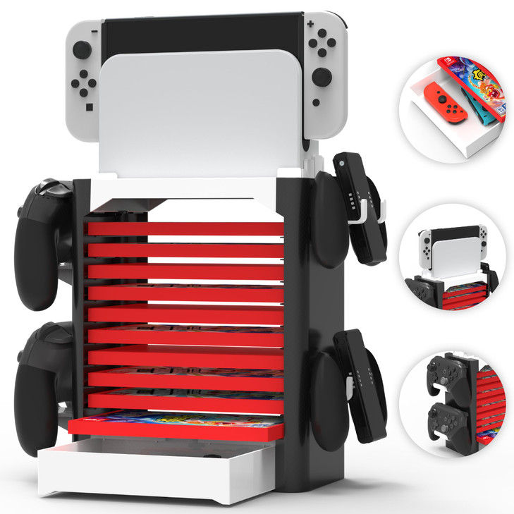 Skywin NS Compatible Nintendo Switch Games Holder Nintendo Switch Stand Game Disk Rack Controller Organizer Switch Holde