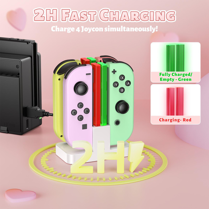 FastSnail Charging Dock for Nintendo Switch for Joy Con OLED Model Controller with Lamppost LED Indication Pro Controlle