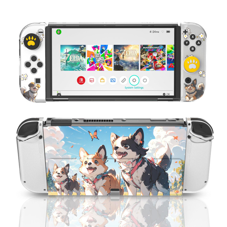 NANANINO OLED Protective Case with Kickstand and Screen Protector Cute Hard Shell Cover for Switch OLED Includes 2 Butto
