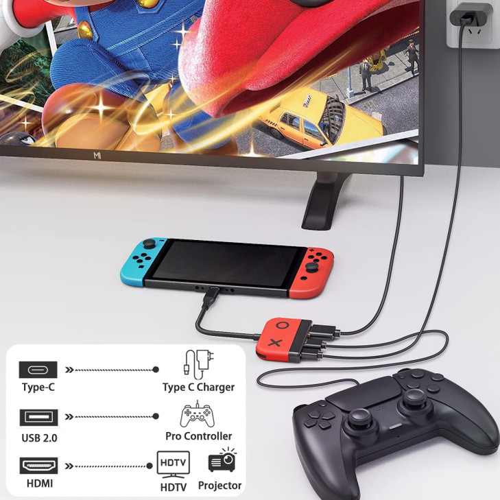 Tendak Portable Switch Dock for Nintendo SwitchOLED TV Docking Station with 4K HDMI 20 USB 30 Port PD Charging USBC to H