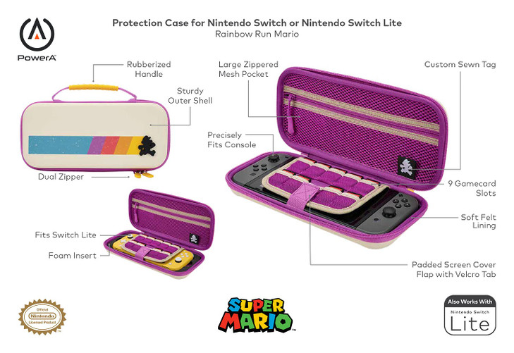 PowerA Protection Case for Nintendo Switch Rainbow Run Mario Protective Gaming Console Case