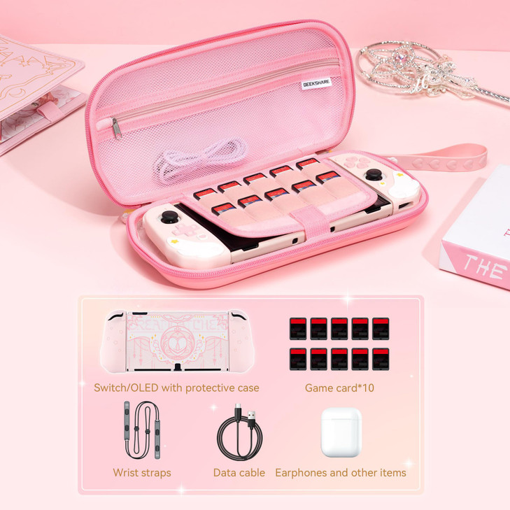 GeekShare Switch Carrying Case for SwitchOLEDPortable Switch Case Slim Hardshell Travel Carrying Case fit Switch Console