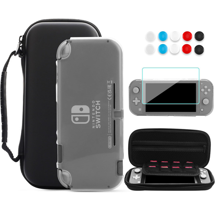 FANPL Carrying Case for Nintendo Switch Lite Portable Travel Accessories Bundle with Blue Switch Lite Storage Case Clear